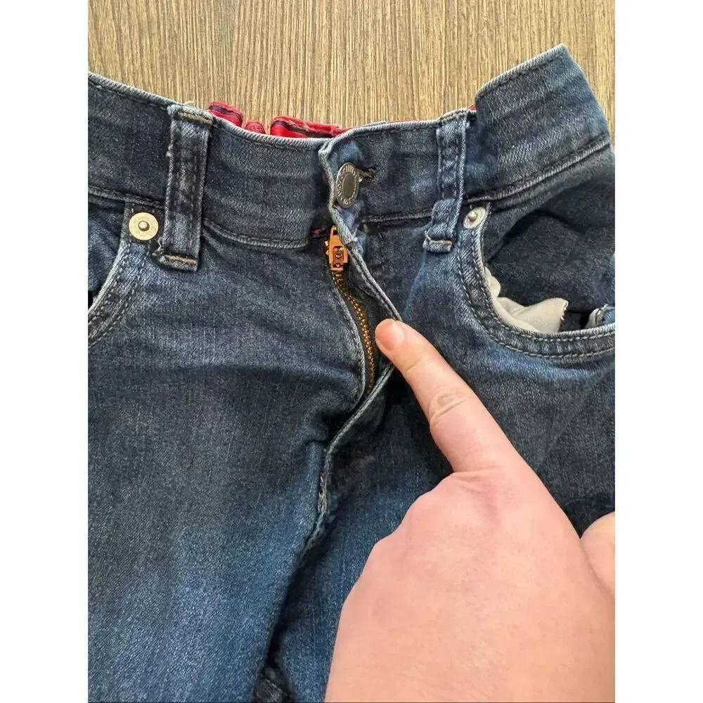 Levi's Youth Boys Straight Jeans Mid Rise Denim Cotton Blend Dark Wash Blue 14